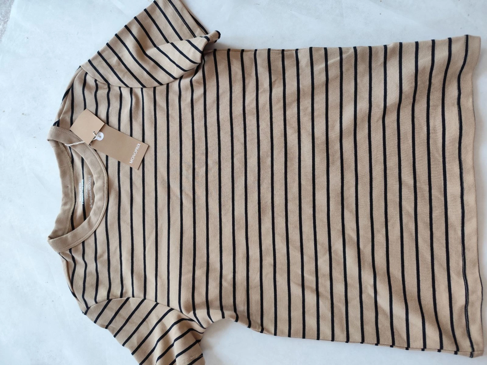 Camiseta de mujer a rayas nueva 100% algodón nuevo de Monoprix talla S – photo 2